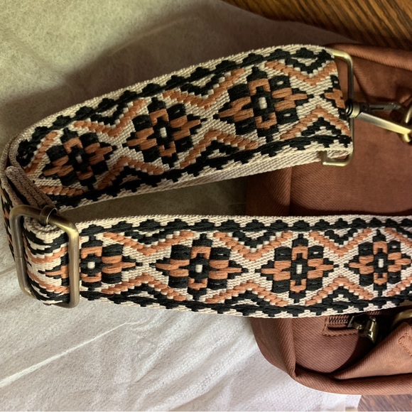 Brown Sling Bag with Patterned Strap NWOT - Picture 6 of 8